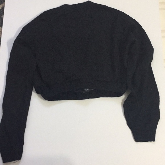 Black Plaid Cropped Button Down Sweater Cardigan - Picture 7 of 10